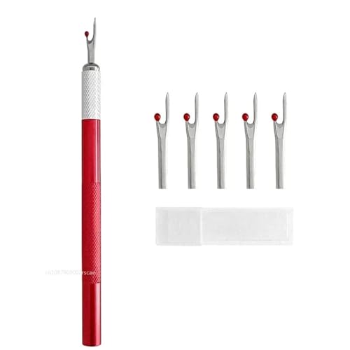 JBJYGSG 1 Satz Fadenschneider mit 5-teiligem Ersatzkopf, Nahttrenner, Stichfaden-Entferner, Stickfadenentferner, DIY-Nähzubehör Zum Nähen(Color 1) von JBJYGSG
