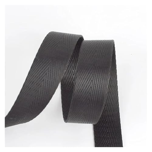 JBJYGSG 10 Meter 20–50 mm Nylon-Gurtband, Bänder for Gürtel, Hundehalsband, Rucksackgurt, Meterware, Schrägband, DIY-Nähzubehör Für Buntes Gurtband, Zum Basteln(RD001-Black,20mm) von JBJYGSG