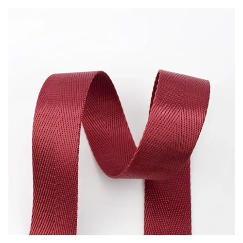 JBJYGSG 10 Meter 20–50 mm Nylon-Gurtband, Bänder for Gürtel, Hundehalsband, Rucksackgurt, Meterware, Schrägband, DIY-Nähzubehör Für Buntes Gurtband, Zum Basteln(RD001-Wine,32mm) von JBJYGSG