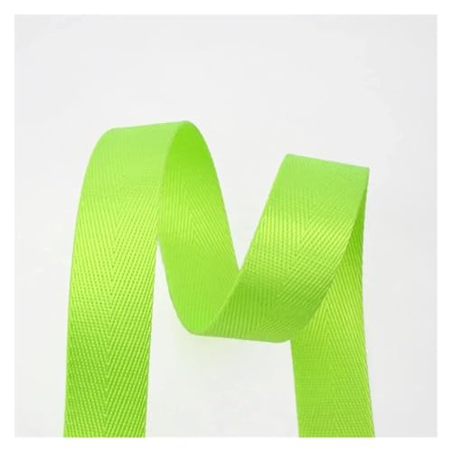 JBJYGSG 10 Meter 20–50 mm Nylon-Gurtband, Bänder for Gürtel, Hundehalsband, Rucksackgurt, Meterware, Schrägband, DIY-Nähzubehör Für Buntes Gurtband, Zum Basteln(RD00FluorescentGreen,25mm) von JBJYGSG