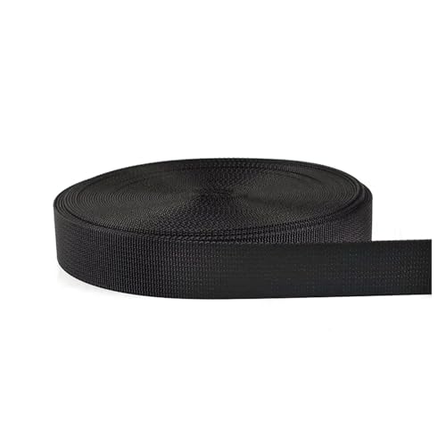JBJYGSG 10 Meter 20–50 mm Nylon-Gurtband, Bänder for Gürtel, Hundehalsband, Rucksackgurt, Meterware, Schrägband, DIY-Nähzubehör Für Buntes Gurtband, Zum Basteln(RD109-Black,50mm) von JBJYGSG