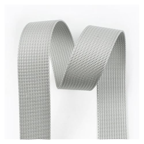 JBJYGSG 10 Meter 20–50 mm Nylon-Gurtband, Bänder for Gürtel, Hundehalsband, Rucksackgurt, Meterware, Schrägband, DIY-Nähzubehör Für Buntes Gurtband, Zum Basteln(RD109-SilverGray,25mm) von JBJYGSG