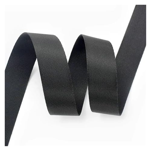 JBJYGSG 10 Meter 20–50 mm Nylon-Gurtband, Bänder for Gürtel, Hundehalsband, Rucksackgurt, Meterware, Schrägband, DIY-Nähzubehör Für Buntes Gurtband, Zum Basteln(RD113-Black,20mm) von JBJYGSG