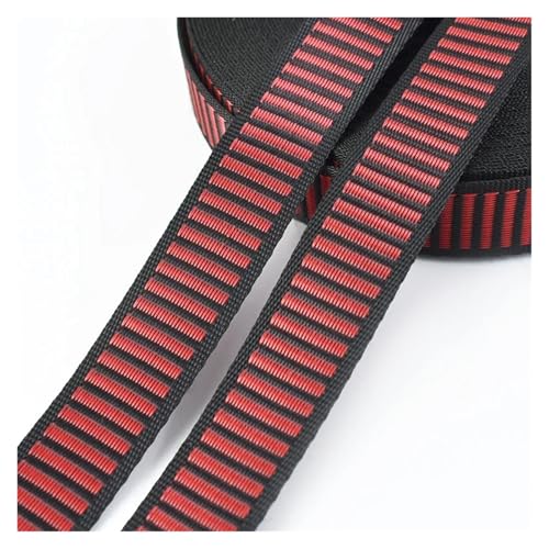 JBJYGSG 10 m 15/20 mm Nylon-Streifen-Gurtband for Taschengurte, Gepäckbindeband, Kleidungsband, dekorative Spitze, Näh-Schrägband, Zubehör Für Buntes Gurtband, Zum Basteln(BlackRed,20mm) von JBJYGSG
