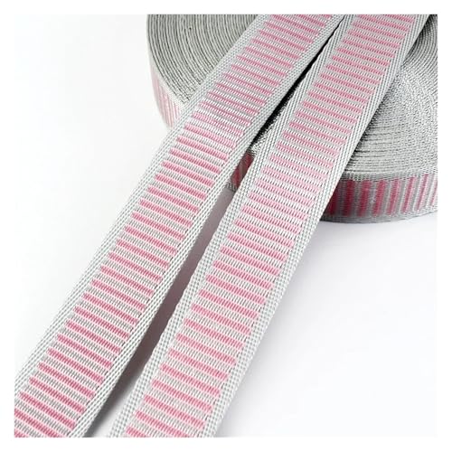 JBJYGSG 10 m 15/20 mm Nylon-Streifen-Gurtband for Taschengurte, Gepäckbindeband, Kleidungsband, dekorative Spitze, Näh-Schrägband, Zubehör Für Buntes Gurtband, Zum Basteln(WhitePink,15mm) von JBJYGSG