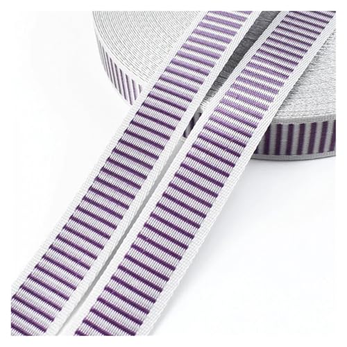 JBJYGSG 10 m 15/20 mm Nylon-Streifen-Gurtband for Taschengurte, Gepäckbindeband, Kleidungsband, dekorative Spitze, Näh-Schrägband, Zubehör Für Buntes Gurtband, Zum Basteln(WhitePurple,20mm) von JBJYGSG