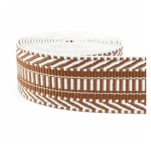 JBJYGSG 2/4 Meter 38 mm Jacquard-Nylon-Gurtband, ethnisches Band for Taschengurt, Rucksackgürtel, Schrägband, DIY, Gepäck, Nähzubehör Für Buntes Gurtband, Zum Basteln(RD155-Camel,38mm-4Meters) von JBJYGSG