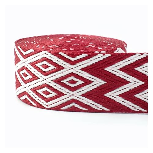 JBJYGSG 2/4 Meter 38 mm Jacquard-Nylon-Gurtband, ethnisches Band for Taschengurt, Rucksackgürtel, Schrägband, DIY, Gepäck, Nähzubehör Für Buntes Gurtband, Zum Basteln(RD200-02,38mm-4Meters) von JBJYGSG