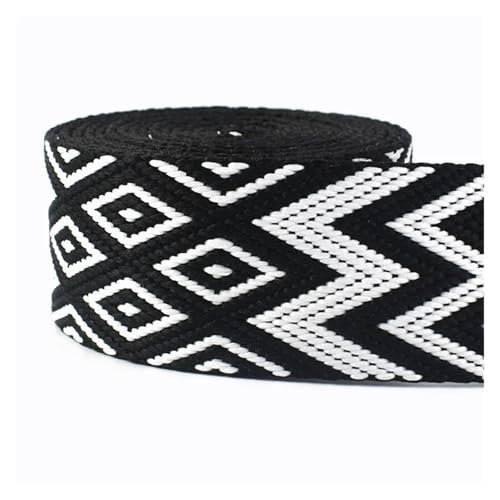 JBJYGSG 2/4 Meter 38 mm Jacquard-Nylon-Gurtband, ethnisches Band for Taschengurt, Rucksackgürtel, Schrägband, DIY, Gepäck, Nähzubehör Für Buntes Gurtband, Zum Basteln(RD200-03,38mm-4Meters) von JBJYGSG