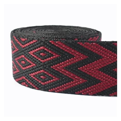 JBJYGSG 2/4 Meter 38 mm Jacquard-Nylon-Gurtband, ethnisches Band for Taschengurt, Rucksackgürtel, Schrägband, DIY, Gepäck, Nähzubehör Für Buntes Gurtband, Zum Basteln(RD200-06,38mm-2Meters) von JBJYGSG