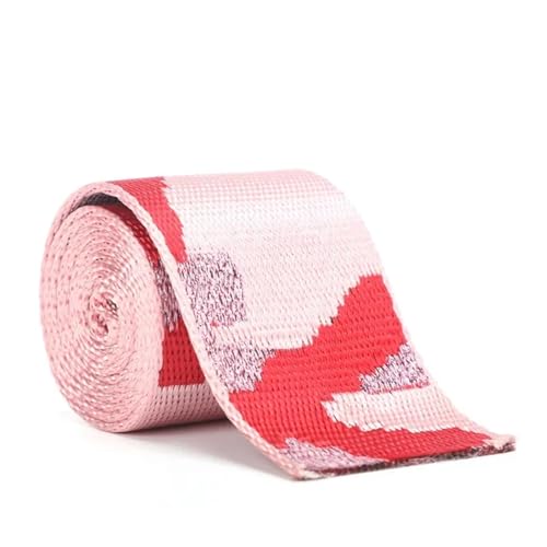 JBJYGSG 2/5 Meter Leopard Nylon Gurtband 50mm Jacquard Band Taschen Gurt Sicherheitsgurt Rucksack Schrägband 1,5mm dick DIY Nähzubehör Für Buntes Gurtband, Zum Basteln(RD190-Pink,50mm-2Meters) von JBJYGSG
