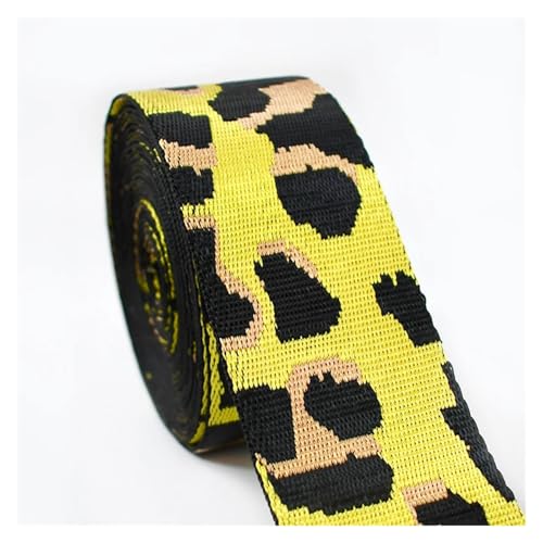 JBJYGSG 2/5 Meter Leopard Nylon Gurtband 50mm Jacquard Band Taschen Gurt Sicherheitsgurt Rucksack Schrägband 1,5mm dick DIY Nähzubehör Für Buntes Gurtband, Zum Basteln(RD915-A01,50mm-2Meters) von JBJYGSG