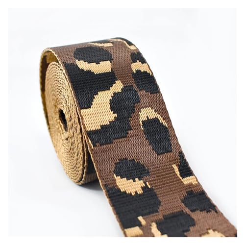 JBJYGSG 2/5 Meter Leopard Nylon Gurtband 50mm Jacquard Band Taschen Gurt Sicherheitsgurt Rucksack Schrägband 1,5mm dick DIY Nähzubehör Für Buntes Gurtband, Zum Basteln(RD915-A05,50mm-5Meters) von JBJYGSG