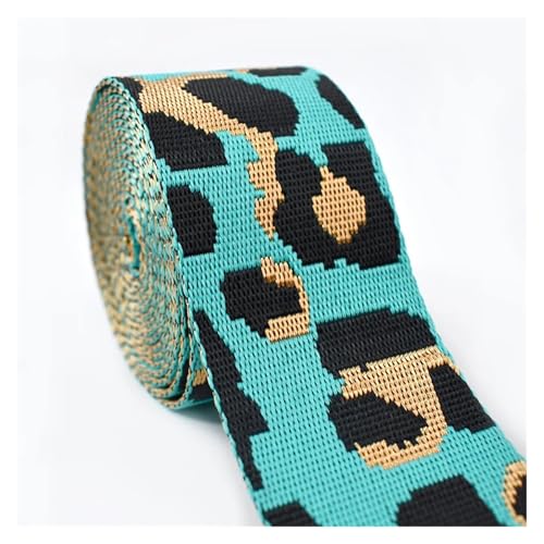 JBJYGSG 2/5 Meter Leopard Nylon Gurtband 50mm Jacquard Band Taschen Gurt Sicherheitsgurt Rucksack Schrägband 1,5mm dick DIY Nähzubehör Für Buntes Gurtband, Zum Basteln(RD915-A08,50mm-2Meters) von JBJYGSG