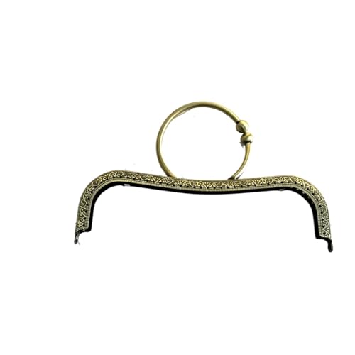 JBJYGSG 22 cm großer Ring Metall Geldbörse Rahmen Griff Clutch Bag Zubehör DIY Kussverschluss Schloss Bronze Prägung M-förmige Handtasche Für DIY Geldbeutel Handtasche Münzbörsen(Brown) von JBJYGSG