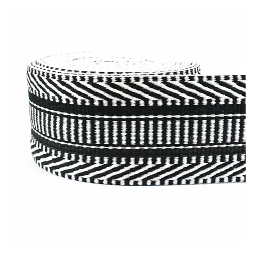 JBJYGSG 3/5/8/10 Meter 3/2'' 38mm Polyester Baumwolle Jacquard Gurtband Bänder Tasche Strap Gürtel Spitze bänder Kleidungsstück Nähen Dekoration Für Buntes Gurtband, Zum Basteln(Black,5Meters) von JBJYGSG