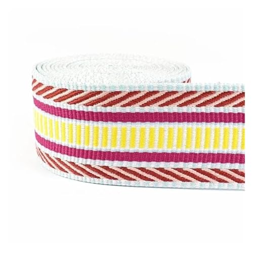 JBJYGSG 3/5/8/10 Meter 3/2'' 38mm Polyester Baumwolle Jacquard Gurtband Bänder Tasche Strap Gürtel Spitze bänder Kleidungsstück Nähen Dekoration Für Buntes Gurtband, Zum Basteln(Pink,10Meters) von JBJYGSG