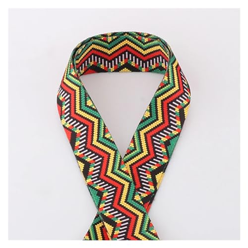 JBJYGSG 5/10/50 Yards 38 mm Jacquard-Umreifungsband, mehrfarbiges Streifenmuster, Kleidungsdekoration, verschleißfester Rucksackgürtel, Baumwollgurtband Für Buntes Gurtband, Zum Basteln(2,50yards) von JBJYGSG