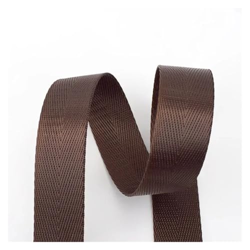 JBJYGSG 5 Meter 20/25/32/38/50mm 1mm Dickes Festes Farbe Nylon Band for Sicherheitsgurt Rucksack Gurtband DIY Taschengurt Nähzubehör Für Buntes Gurtband, Zum Basteln(Coffee,50mm) von JBJYGSG