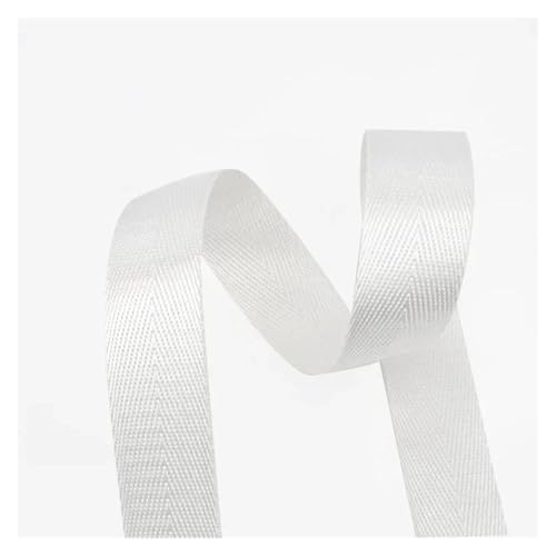 JBJYGSG 5 Meter 20/25/32/38/50mm 1mm Dickes Festes Farbe Nylon Band for Sicherheitsgurt Rucksack Gurtband DIY Taschengurt Nähzubehör Für Buntes Gurtband, Zum Basteln(White,25mm) von JBJYGSG