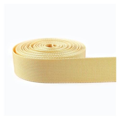 JBJYGSG 5 Meter 20–38 mm Nylon Gurtband Band Trim Nähmaterial Sicherheitsgurt Rucksackgurt Tasche Schnallen Bekleidungszubehör Für Buntes Gurtband, Zum Basteln(Beige,25mm) von JBJYGSG