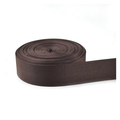 JBJYGSG 5 Meter 20–38 mm Nylon Gurtband Band Trim Nähmaterial Sicherheitsgurt Rucksackgurt Tasche Schnallen Bekleidungszubehör Für Buntes Gurtband, Zum Basteln(Coffee,32mm) von JBJYGSG