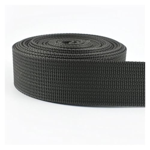 JBJYGSG 5 Meter 20–38 mm Nylon Gurtband Band Trim Nähmaterial Sicherheitsgurt Rucksackgurt Tasche Schnallen Bekleidungszubehör Für Buntes Gurtband, Zum Basteln(Darkgray,25mm) von JBJYGSG