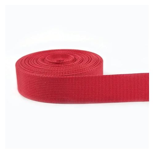 JBJYGSG 5 Meter 20–38 mm Nylon Gurtband Band Trim Nähmaterial Sicherheitsgurt Rucksackgurt Tasche Schnallen Bekleidungszubehör Für Buntes Gurtband, Zum Basteln(Red,20mm) von JBJYGSG