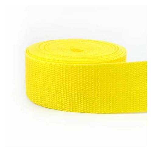 JBJYGSG 5 Meter 20–50 mm Polypropylen PP Nylon Gurtband for Gürtelband Hundehalsband Geschirr Outdoor Band Kleidungsstück Schuhe Band Für Buntes Gurtband, Zum Basteln(48Yellow,32mm) von JBJYGSG