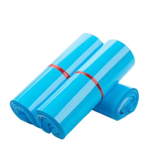 JBJYGSG 50 Stück PE Poly Mailer Versandtasche Express Box Kleidung T-Shirt Umschlag Kunststoff Kleid Handschuhe Müll Klebebeutel Für Versand Warensendung Textilien(Blue,28x42cm) von JBJYGSG