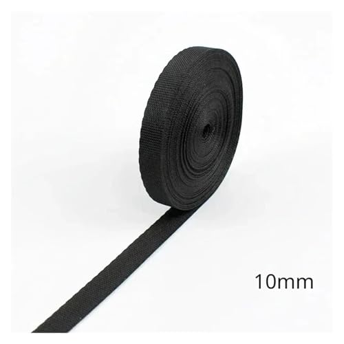 JBJYGSG 5M 10-100mm Schwarzes Nylon-Gurtband Rucksackgurt Haustierhalsband Sicherheitsgurt Band DIY Tasche Kleidung Nähzubehör Für Buntes Gurtband, Zum Basteln(10mm) von JBJYGSG
