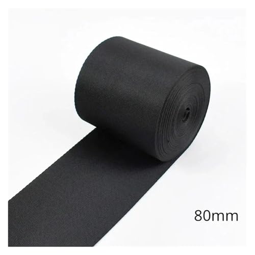 JBJYGSG 5M 10-100mm Schwarzes Nylon-Gurtband Rucksackgurt Haustierhalsband Sicherheitsgurt Band DIY Tasche Kleidung Nähzubehör Für Buntes Gurtband, Zum Basteln(80mm) von JBJYGSG