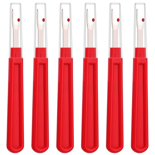 JBJYGSG 6-teiliges Nahttrenner-Set, ergonomischer Griff, Nahttrenner aus Kunststoff, for Entfernen von Fäden, Stichtrenner for Nähen, Basteln und Sticken von Säumen Zum Nähen(Red) von JBJYGSG