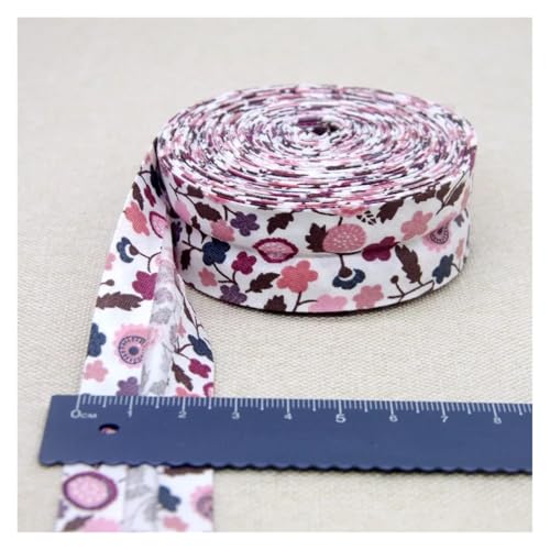 JBJYGSG Bedrucktes Schrägband, Stoffstreifen for Basteln, Nähen, for Kleidung, Größe 25 mm x 5 m Für Buntes Gurtband, Zum Basteln(Cyan) von JBJYGSG