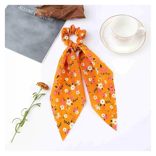 JBJYGSG Drucken Chiffon Lange Band Haargummis Frauen Mädchen Pferdeschwanz Schal Elastische Haarbänder Krawatten Haarschmuck Für Kopftuch, Taschentuch, Hals, Handgelenk(Color-07) von JBJYGSG