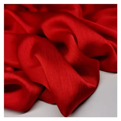 JBJYGSG Glänzendes Krepp-Chiffon-Kleid, Satin, seidiger Polyester-Schal, Hijab-Stoff, Hochzeit, Sommerkleid, Rockherstellung zum Nähen, Schneidern und für Kleidung(2 Red) von JBJYGSG