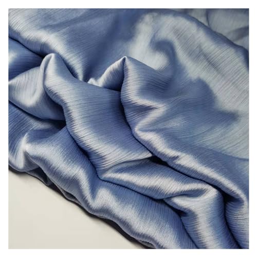JBJYGSG Glänzendes Krepp-Chiffon-Kleid, Satin, seidiger Polyester-Schal, Hijab-Stoff, Hochzeit, Sommerkleid, Rockherstellung zum Nähen, Schneidern und für Kleidung(20 Blue) von JBJYGSG