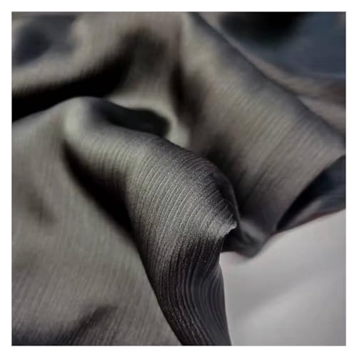 JBJYGSG Glänzendes Krepp-Chiffon-Kleid, Satin, seidiger Polyester-Schal, Hijab-Stoff, Hochzeit, Sommerkleid, Rockherstellung zum Nähen, Schneidern und für Kleidung(Black) von JBJYGSG