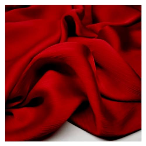 JBJYGSG Glänzendes Krepp-Chiffon-Satin-Kleid, tief ausgeschnittenes Hemd, Hose, Material, einfarbig, Schal, weicher Stoff zum Nähen, Schneidern und für Kleidung(15 Marroon) von JBJYGSG