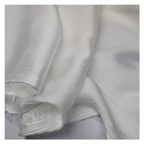 JBJYGSG Glänzendes Krepp-Chiffon-Satin-Kleid, tief ausgeschnittenes Hemd, Hose, Material, einfarbig, Schal, weicher Stoff zum Nähen, Schneidern und für Kleidung(3 White) von JBJYGSG
