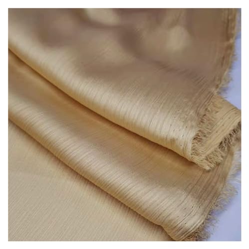 JBJYGSG Glänzendes Krepp-Chiffon-Satin-Kleid, tief ausgeschnittenes Hemd, Hose, Material, einfarbig, Schal, weicher Stoff zum Nähen, Schneidern und für Kleidung(4 Beige) von JBJYGSG