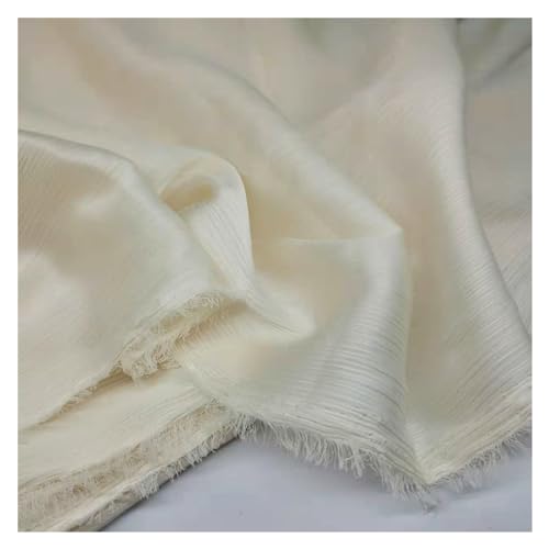 JBJYGSG Glänzendes Krepp-Chiffon-Satin-Kleid, tief ausgeschnittenes Hemd, Hose, Material, einfarbig, Schal, weicher Stoff zum Nähen, Schneidern und für Kleidung(9 Creamy beige) von JBJYGSG