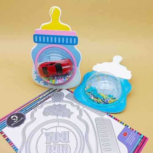 Alina Crafts 1 Set Milchflaschen-Shaker-Karte, Metall-Stanzformen, Baby-Futterflaschen, Kuppel, Blisterkarte, Geschenke, Verpackung, Papier, Basteln, Schüttelkarten, Geburtstagsgeschenke, Dekoration Alina Crafts 1 Set Milchflaschen-Shaker-Karte, Metall-Stanzformen, Baby-Futterflaschen, Kuppel, Blisterkarte, Geschenke, Verpackung, Papier, Basteln, Schüttelkarten, Geburtstagsgeschenke, Dekoration von JBQUEEN