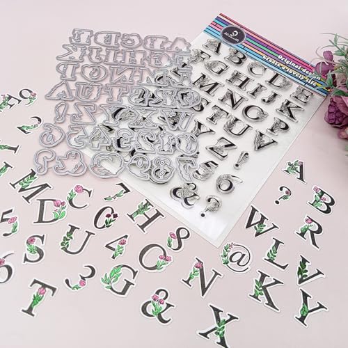 Alinacutle Alphabet 26 Buchstaben, Zahlenrahmen, Metall-Stanzform und transparente Stempel für Papierbastelarbeiten, handgefertigte Kartenherstellung, DIY-Grußkarten, Scrapbooking und Album-Dekoration von JBQUEEN