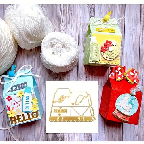Alinacutle Goldene Stanzformen, Mini-Milchkarton-Metall-Stanzform für Geschenkverpackungen, Papierbasteln, handgefertigte Kartenherstellung, DIY-Grußkarten, Scrapbooking und Album, Urlaubsgeschenke von JBQUEEN