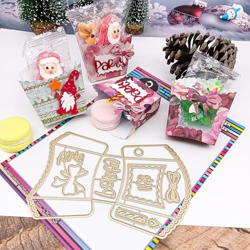 Alinacutle Goldene Stanzformen aus Metall für Geschenkverpackungen, Papierbasteln, handgefertigte Kartenherstellung, DIY-Grußkarten, Scrapbooking und Album, Urlaubsgeschenke, Dekoration (Chip-Box) von JBQUEEN
