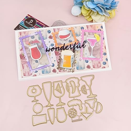 Alinacutle Goldene Stanzschablonen für Sommergetränke, Metall-Stanzform für Geschenkverpackungen, Papierbasteln, handgefertigte Kartenherstellung, DIY-Grußkarten, Scrapbooking und Album Alinacutle Goldene Stanzschablonen für Sommergetränke, Metall-Stanzform für Geschenkverpackungen, Papierbasteln, handgefertigte Kartenherstellung, DIY-Grußkarten, Scrapbooking und Album von JBQUEEN