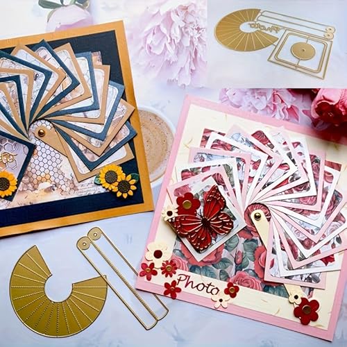 Alinacutle Runde Wasserfall-Karten-Metall-Stanzform, rotierende Karte, goldene Stanzformen für Geschenkpapier, Handwerk, handgefertigte Kartenherstellung, DIY-Grußkarten, Scrapbooking und Album von JBQUEEN