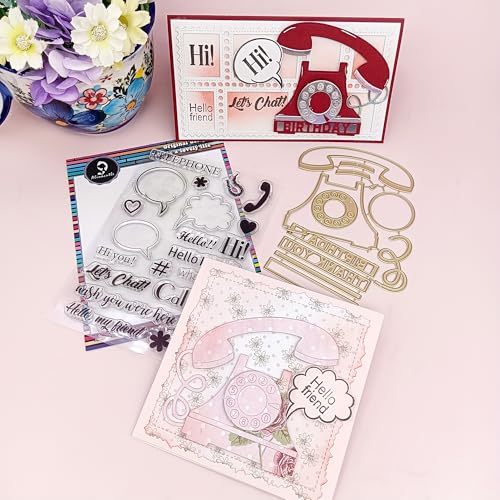 Alinacutle Stanzformen-Set, 1 x Telefon-Metall-Stanzform und 1 x klarer Stempel für Scrapbooking, Geschenkpapier, Bastelarbeiten, Grußkarten, Dekoralbum Alinacutle Stanzformen-Set, 1 x Telefon-Metall-Stanzform und 1 x klarer Stempel für Scrapbooking, Geschenkpapier, Bastelarbeiten, Grußkarten, Dekoralbum von JBQUEEN