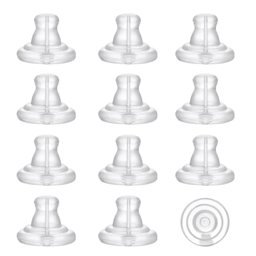 Transparente Silikon-Ohrring-Verschlüsse für hängende Ohren und Ohrstecker mit goldfarbenen Verschlussverschlüssen, hypoallergen, weich, Unisex, klares Silikon, 12 Stück Transparente Silikon-Ohrring-Verschlüsse für hängende Ohren und Ohrstecker mit goldfarbenen Verschlussverschlüssen, hypoallergen, weich, Unisex, klares Silikon, 12 Stück von JBUJBU